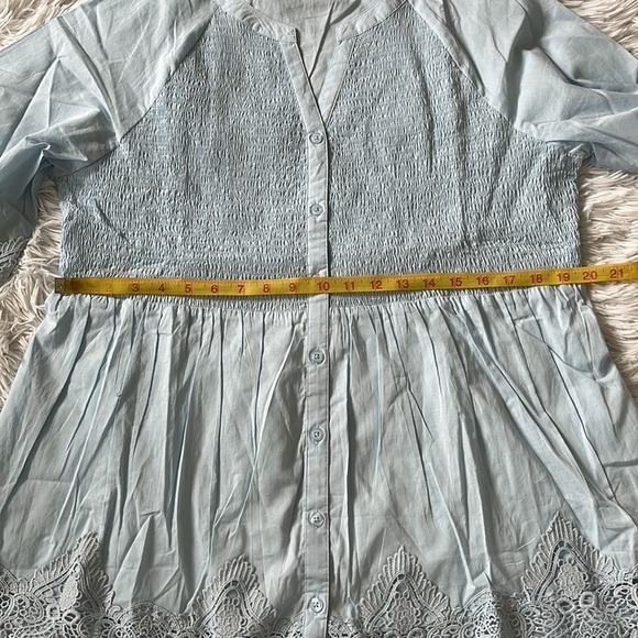 Alessa W. Collection Women’s Spitzenbluse tunic top light blue size 14 - Picture 7 of 11
